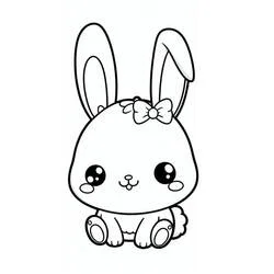Coloriage Lapin Kawaii avec un noeud
