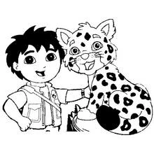 Coloriage Léopard assis aux côtés de Diego