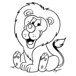 Coloriage Lion assis avec un grand sourire