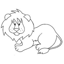 Coloriage Lion couché avec une grande crinière