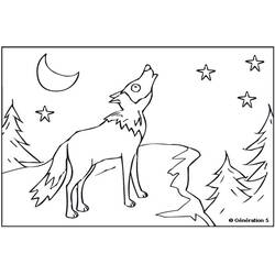 Coloriage Loup hurlant à la lune