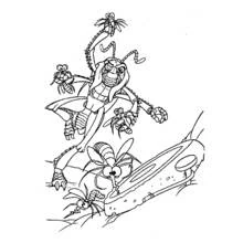Coloriage Moustique chef entouré de son essaim sur une feuille