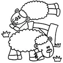 Coloriage Mouton sautant par-dessus un autre mouton