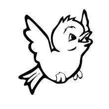 Coloriage Petit oiseau volant avec les ailes déployées