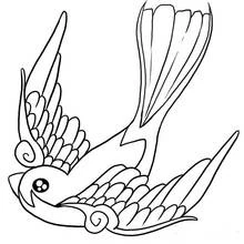 Coloriage Oiseau de paradis en plein vol
