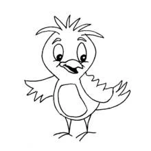 Coloriage Petit oiseau aux plumes hérissées qui salue de l'aile
