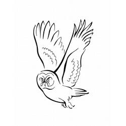Coloriage Oiseau hibou volant les ailes déployées