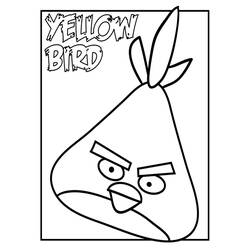 Coloriage Oiseau jaune au visage triangulaire et regard fâché