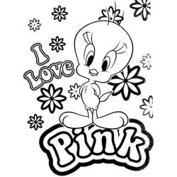Coloriage Titi entouré de fleurs