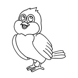Coloriage Oiseau de dessin animé aux grands yeux