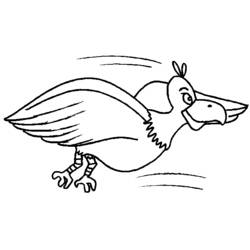 Coloriage Oiseau cartoon courant à toute vitesse