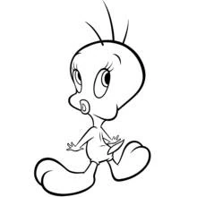 Coloriage Tweety oiseau assis aux grands yeux