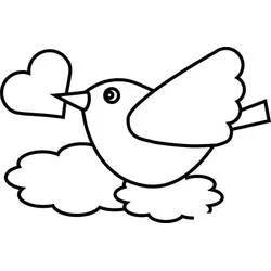 Coloriage Oiseau tenant un cœur