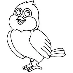 Coloriage Oiseau souriant aux formes arrondies