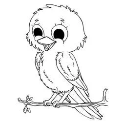 Coloriage Oiseau mignon perché sur une branche