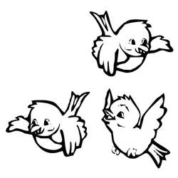 Coloriage Trois oiseaux en vol