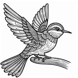 Coloriage Oiseau en vol aux ailes détaillées