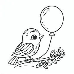 Coloriage Oiseau tenant un ballon