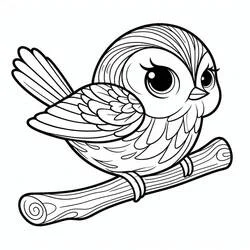 Coloriage Oiseau très mignon perché sur une branche