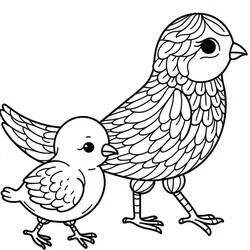 Coloriage Deux oiseaux mignons côte à côte