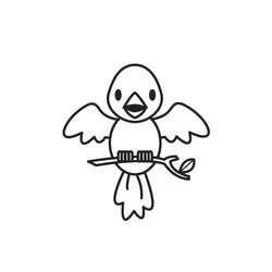 Coloriage Oiseau tenant une branche dans son bec