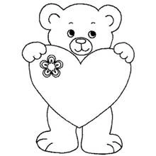 Coloriage Ours tenant un grand cœur
