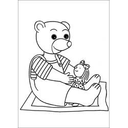 Coloriage Ours assis avec son doudou