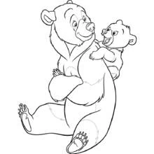 Coloriage Ours portant son petit sur le dos