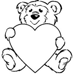 Coloriage Ours tenant un grand cœur