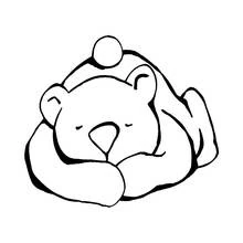 Coloriage Ours qui dort avec un bonnet de nuit