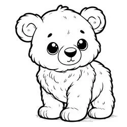 Coloriage Ourson assis, nez sombre et poils fins