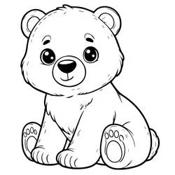 Coloriage Ourson assis aux grands yeux ronds