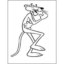 Coloriage Panthère rose debout dans une pose décontractée