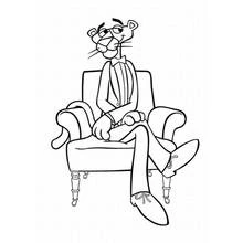 Coloriage Panthère assise avec élégance dans un fauteuil