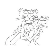 Coloriage Panthère faisant un câlin à une autre panthère