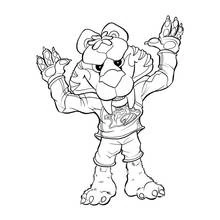 Coloriage Panthère mascotte levant les deux bras