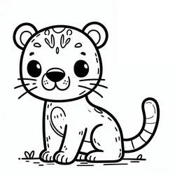 Coloriage Panthère assise avec le visage tacheté