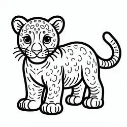 Coloriage Panthère bébé debout avec des taches rondes