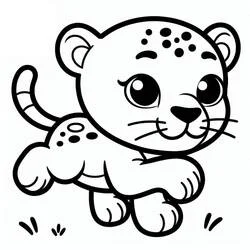 Coloriage Panthère courant dans l'herbe