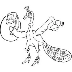Coloriage Paon dansant avec chaussures et gants