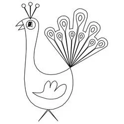 Coloriage Paon avec sa queue en éventail