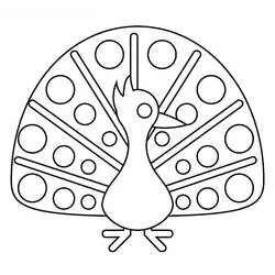 Coloriage Paon avec sa queue déployée