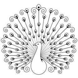 Coloriage Paon avec queue déployée en symétrie parfaite