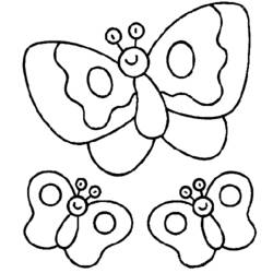 Coloriage Trois papillons souriants