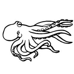 Coloriage Pieuvre nageant tentacules déployés