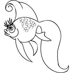 Coloriage Poisson Rouge aux longues nageoires ondulées