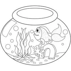 Coloriage Poisson Rouge dans un bocal rond