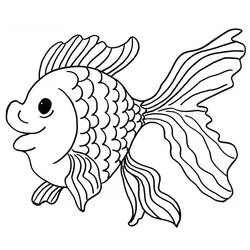 Coloriage Poisson rouge souriant aux grandes nageoires