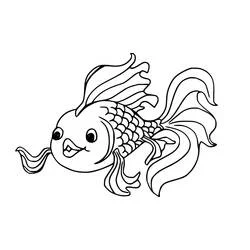 Coloriage Poisson Rouge aux nageoires ondulantes
