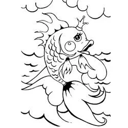 Coloriage Poisson Rouge avec couronne
